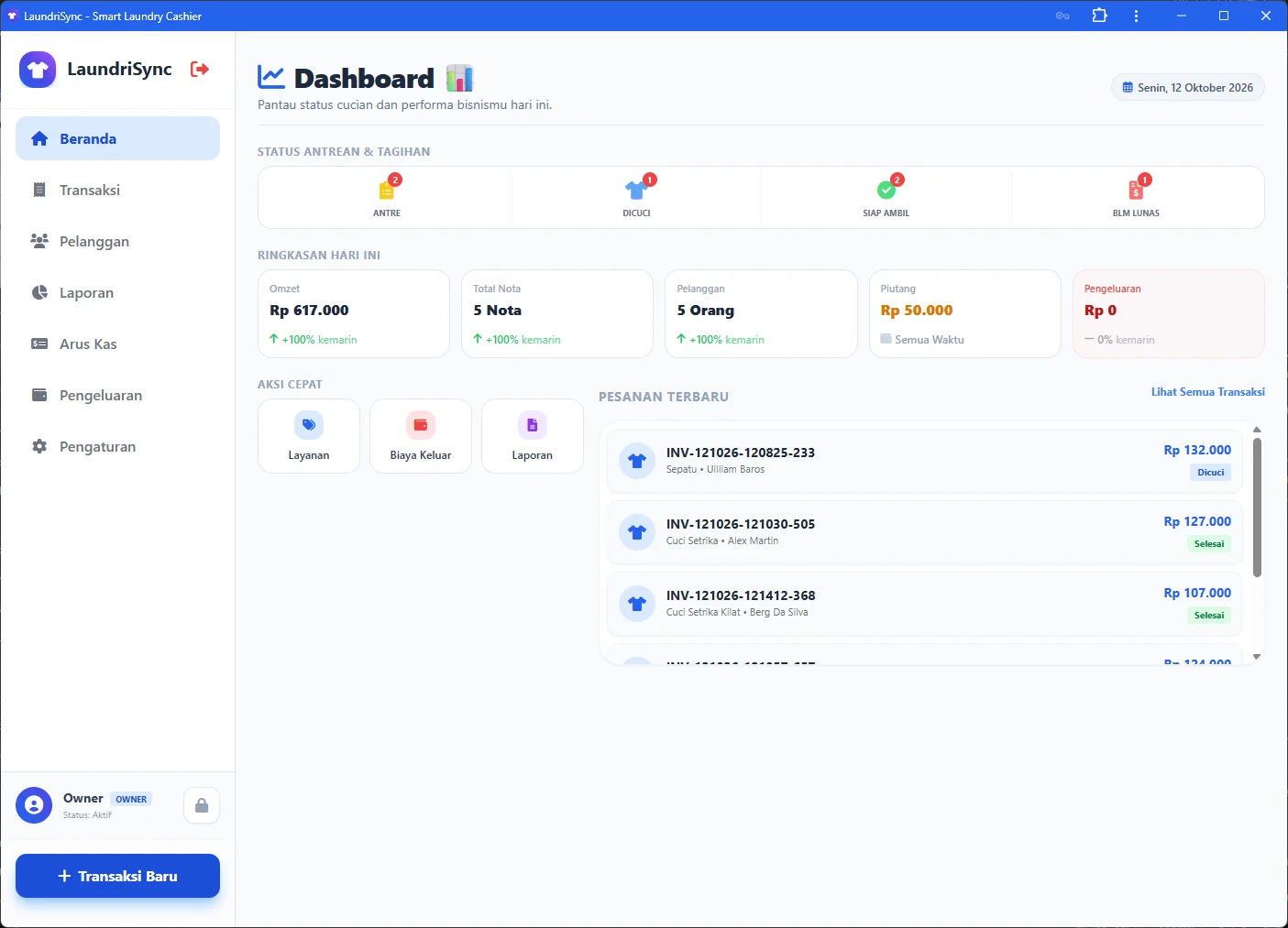 Tampilan Desktop Dashboard